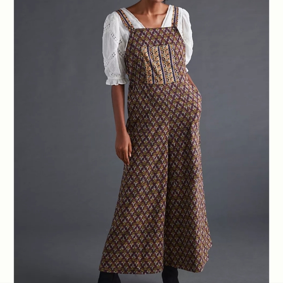 Let Me Be, Anthropologie Overall Jumper, Wide Crop Leg, Cotton, Med, NWT - Picture 5 of 16